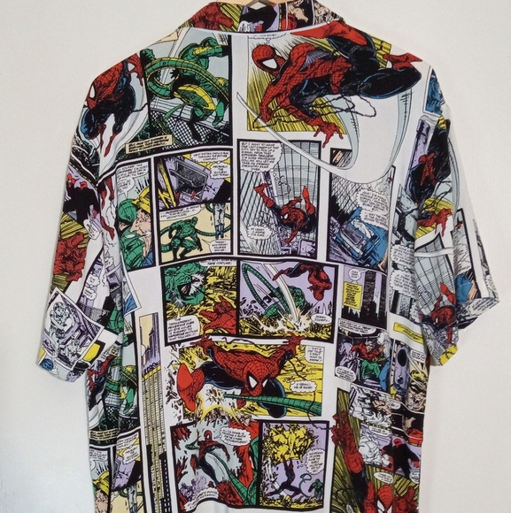 Marvel Spiderman Comic Strip short sleeve button down shirt Men's size XL - Picture 12 of 13